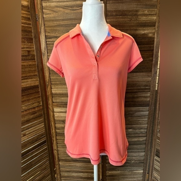 Talbots Golf Polo Shirt w/ Pocket in coral pink - Picture 1 of 9
